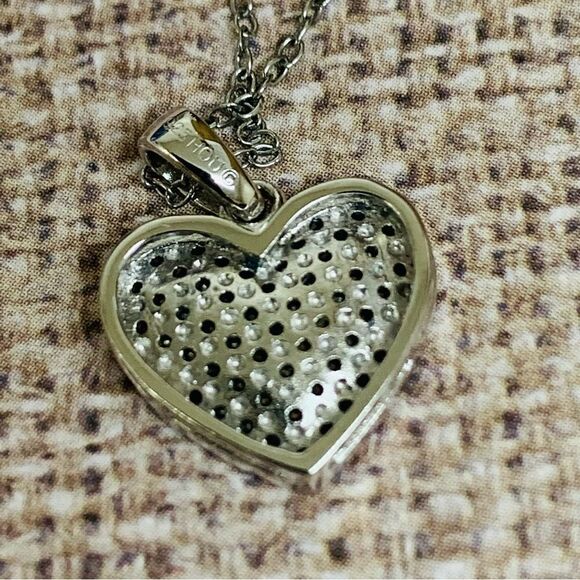 Sterling Silver Black Diamond Heart Necklace - Picture 3 of 4